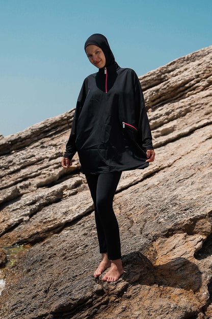 Woven Black Burkini Modest Swimwear M2275