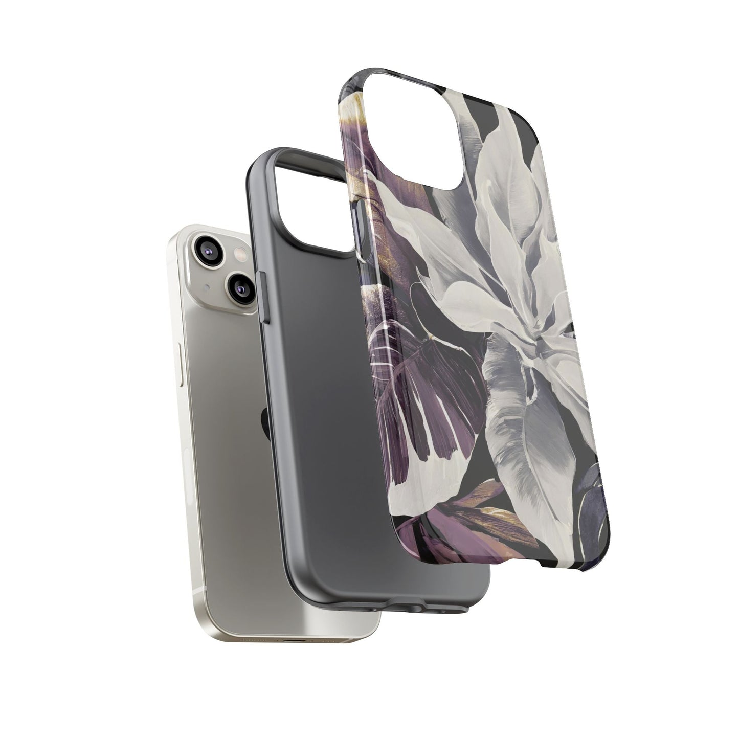 White & Plum Floral Tough Phone Case