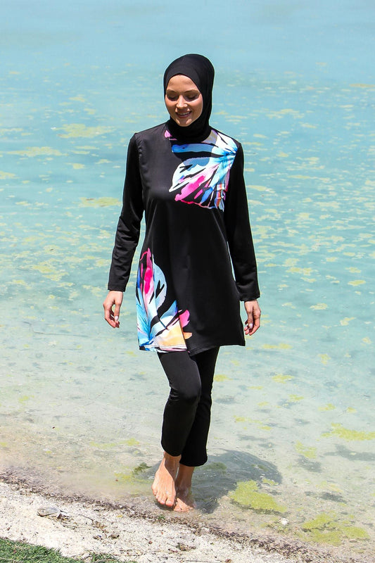 Lycra Black Burkini Modest Swimwear M2224