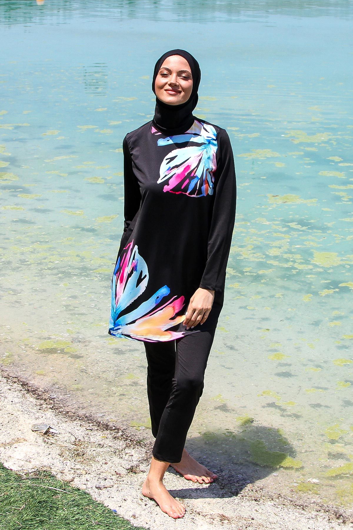 Lycra Black Burkini Modest Swimwear M2224
