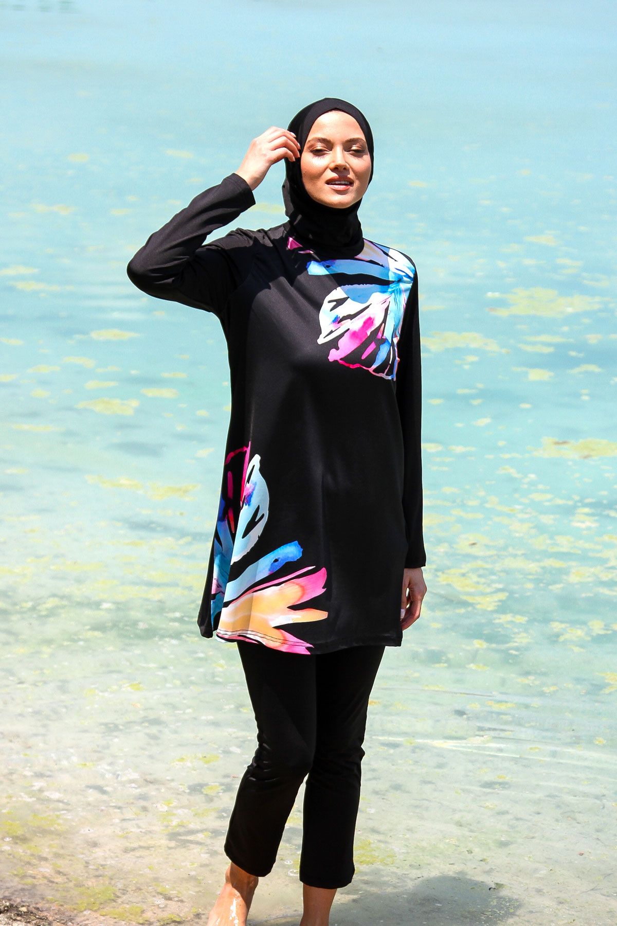 Lycra Black Burkini Modest Swimwear M2224