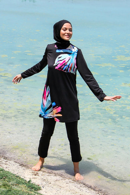 Lycra Black Burkini Modest Swimwear M2224