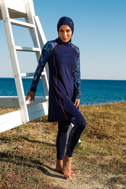 Lycra Navy Burkini Modest Swimwear M2230