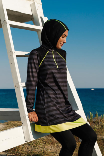Lycra Black Burkini Modest Swimwear M2232