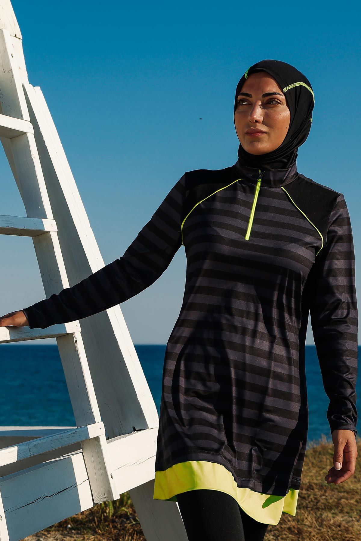 Lycra Black Burkini Modest Swimwear M2232
