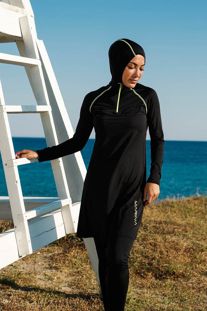 Lycra Black Burkini Modest Swimwear M2234