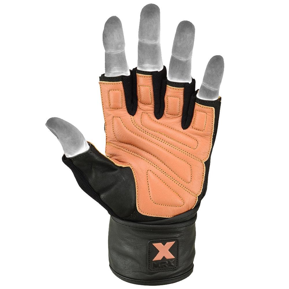 Mrx Men's Weight Lifting Pro Leather Gloves 18 Inches Long Wrist Strap