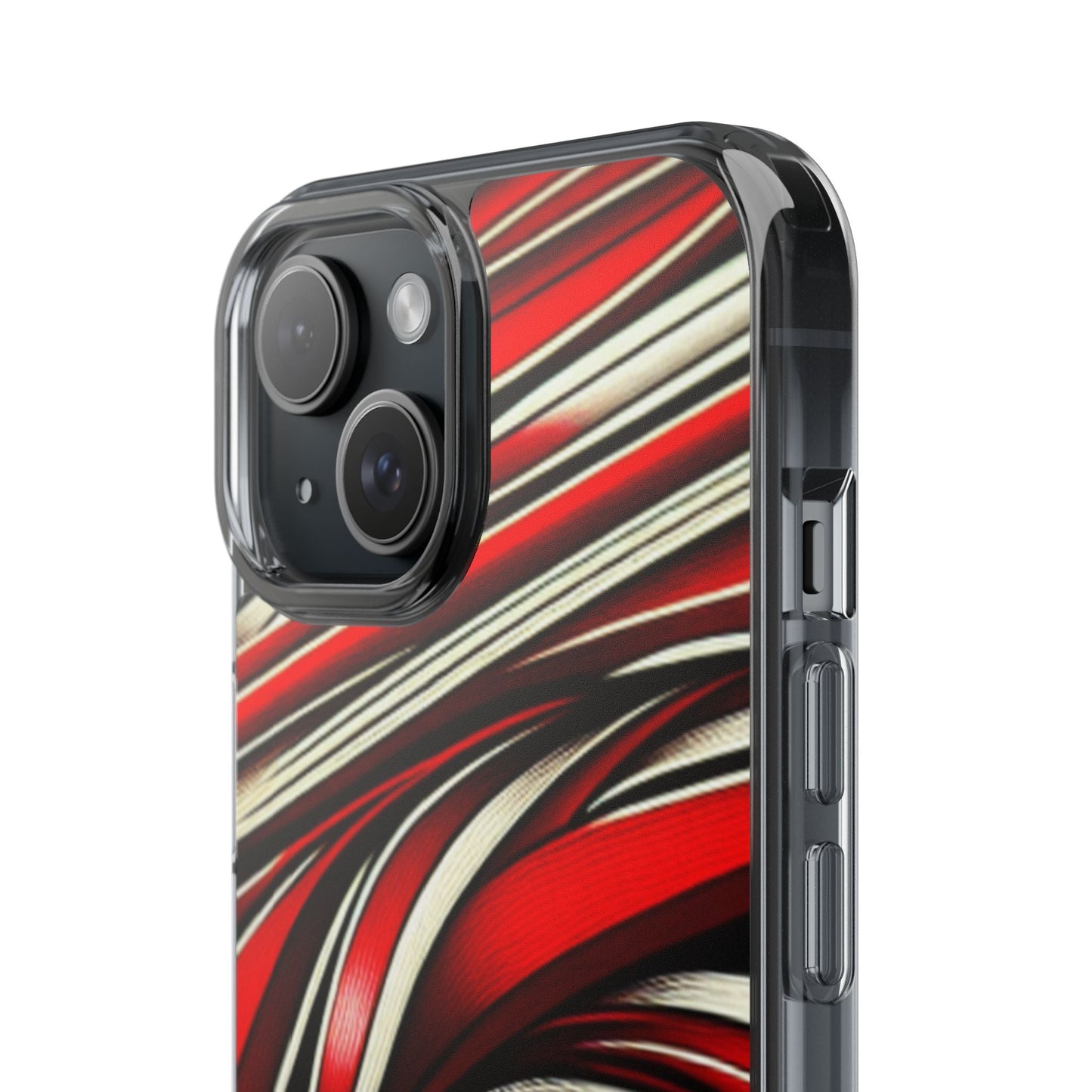 Red & White Swirl Abstract Clear Phone Case