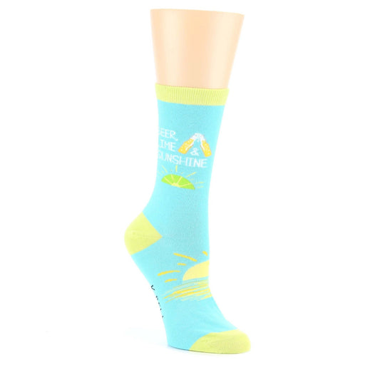 Blue Lime Sunshine Beer Socks - Women's Novelty Socks