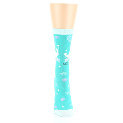 Turquoise Aquarius Zodiac Sign Socks - Women's Novelty Socks
