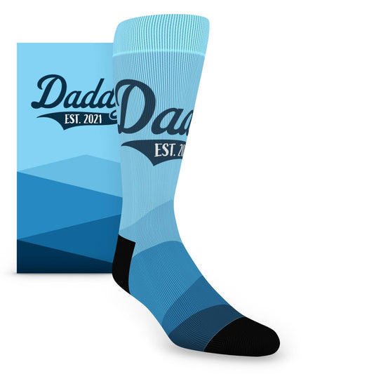 Blue Daddy Established Date Custom Socks - Men's Custom Socks