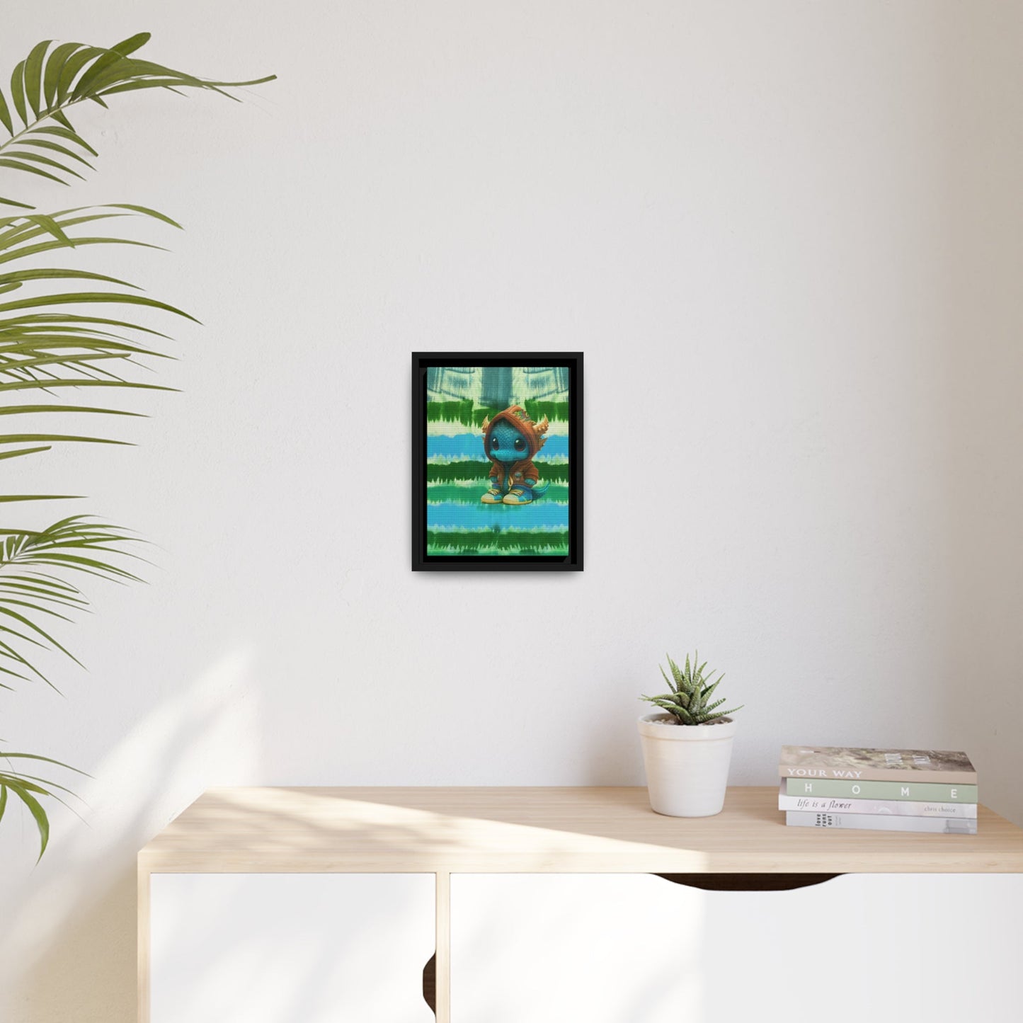 Baby Dragon Jam Aqua Matte Canvas with Black Frame