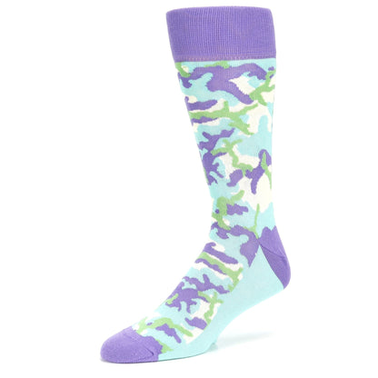 Teal Purple Camo Socks - Men's Dress Socks