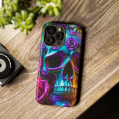 Neon Skull and Roses Vibrant Tough Phone Case