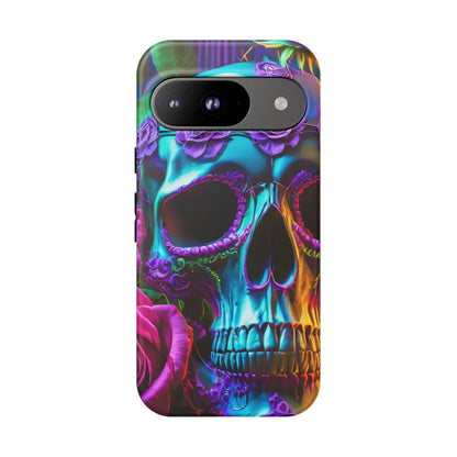 Neon Skull and Roses Vibrant Tough Phone Case