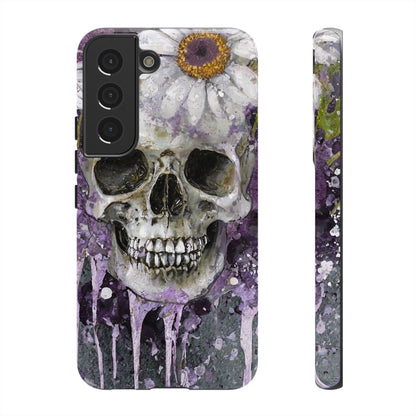 Plum Skull and Daisy Tough Phone Case