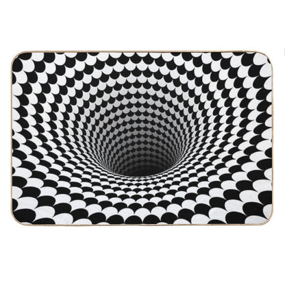 Optical Illusion Black And White Scales Houndstooth Black Hole Vortex Bath Mat