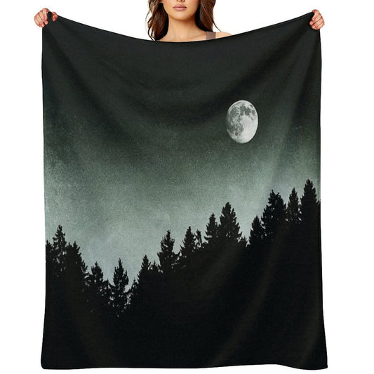 Under Moonlight  Kiwi Melon Collie Lassie Vibes In A Fairytale Forest With Cascadia Trees In Magic Moonlight Throw Blanket