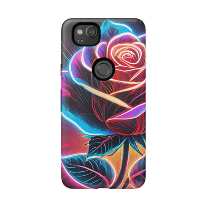 Artistic Neon Rose Tough Phone Case