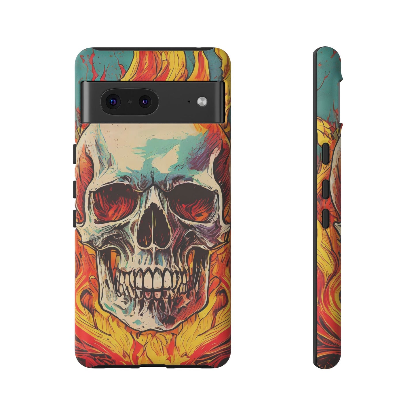 Flaming Skull Tough Phone Case