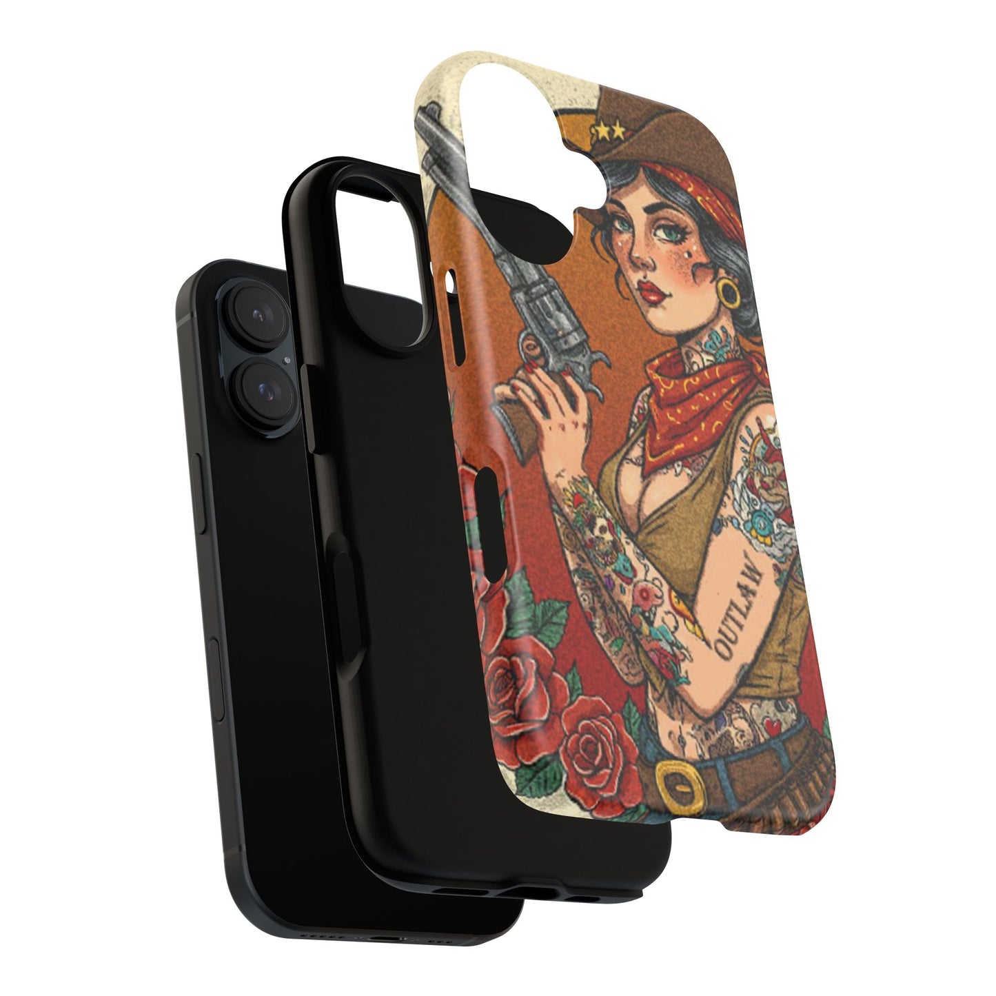 Vintage Western Tough Phone Case with Outlaw Design