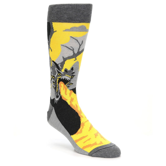 Gray Orange Dragon Socks - USA Made - Men's Novelty Socks