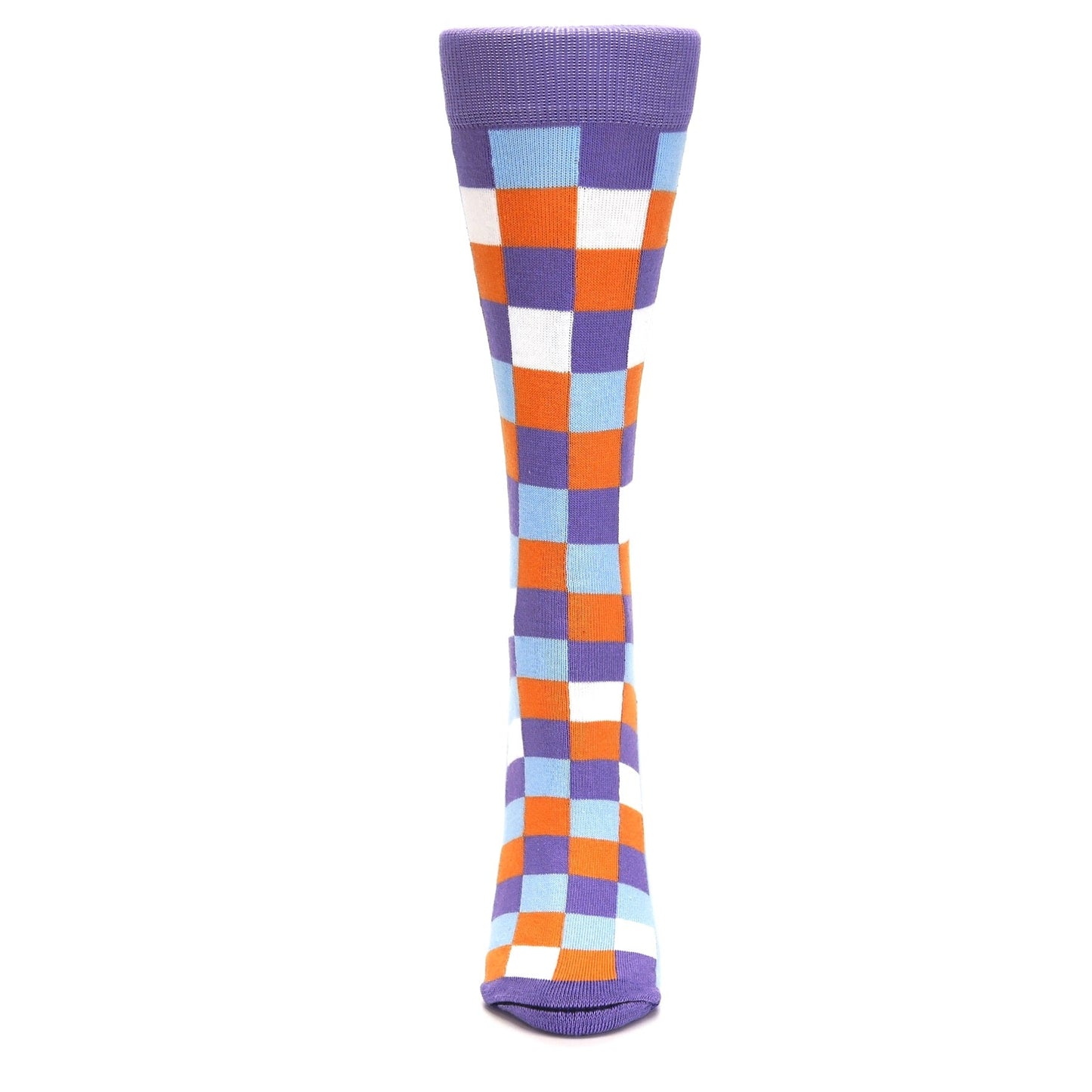 Purple Orange Blue Checker - USA Made - Women's Novelty Socks