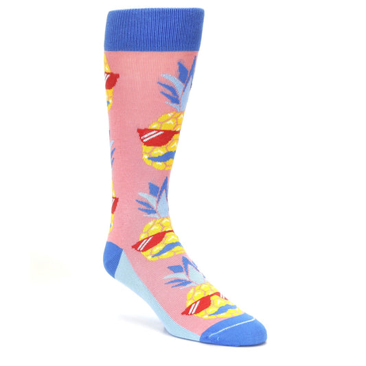 Pink Pineapple Face - USA Made - Men's Dress Socks