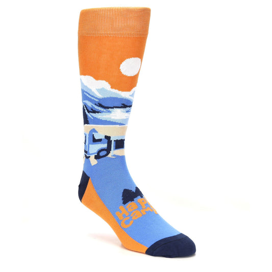 Blue Orange Happy Camper Men's Dress Socks