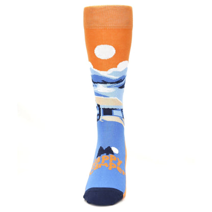 Blue Orange Happy Camper Men's Dress Socks