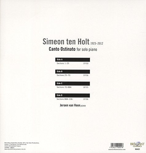 Van Jeroen Veen - Ten Holt: Canto Ostinato for Solo Piano [LP] Vinyl Record