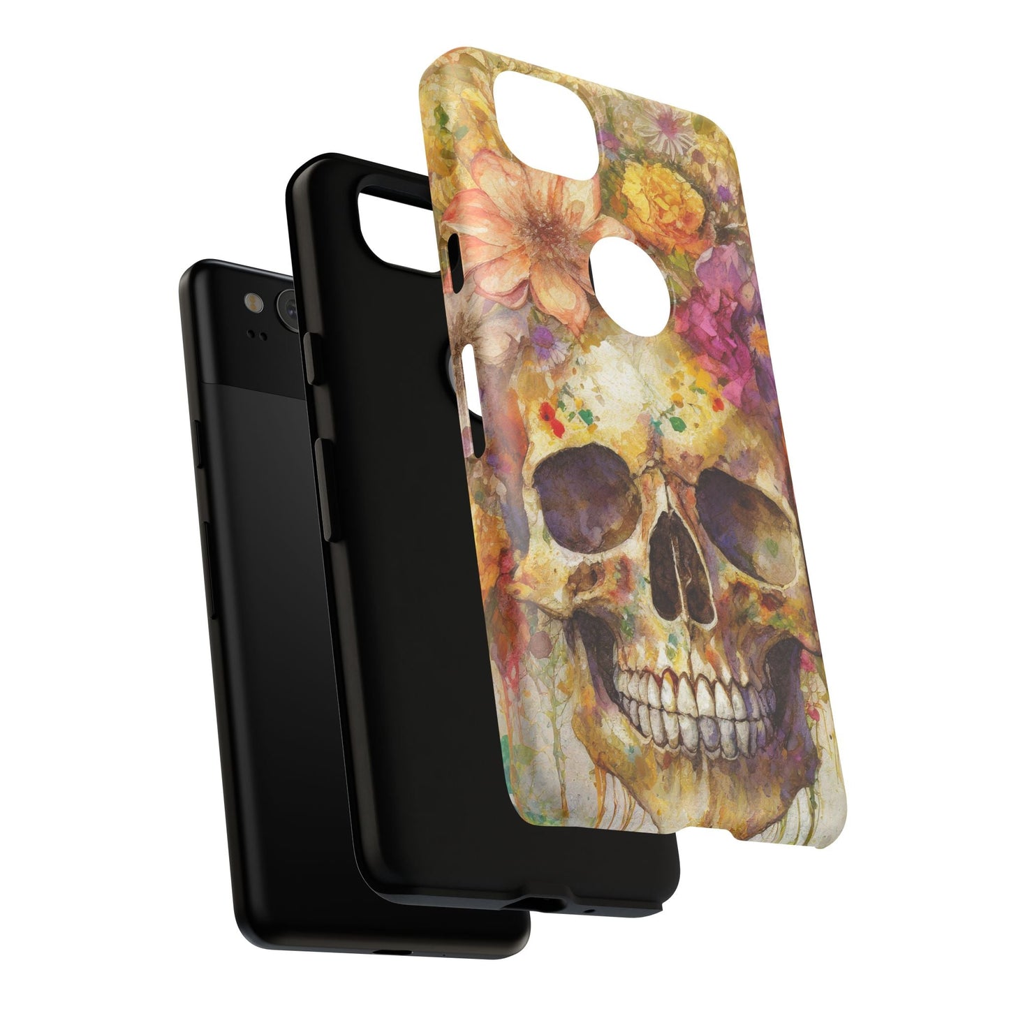 Unique Floral Skull Tough Phone Case