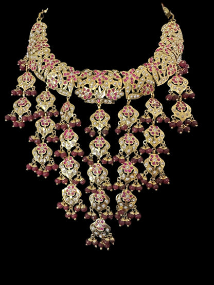 C567 Mehera bridal choker set in ruby pearl combination ( READY TO SHIP )
