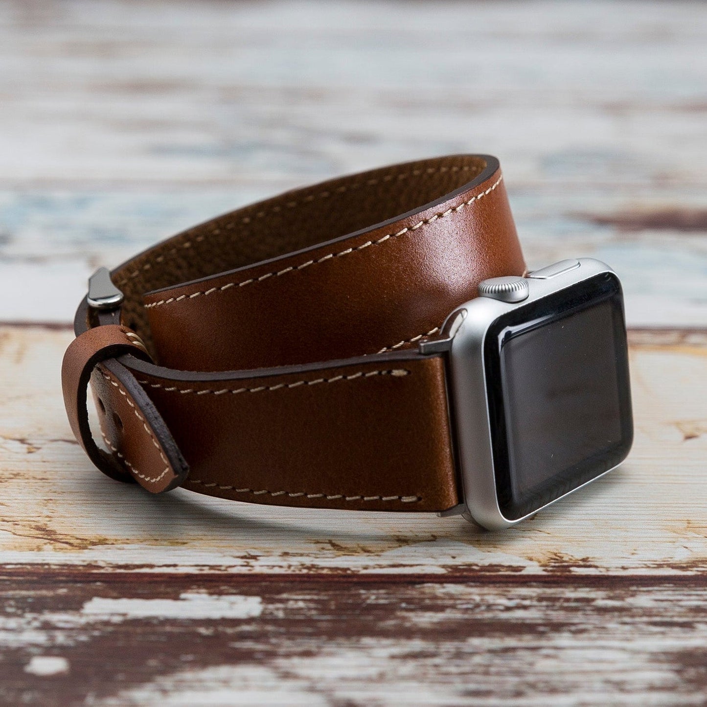 Genuine Leather Double Wrap Apple Watch Band Series 11/10/9/8/7/6/5/4/ SE / Ultra 1/2/3