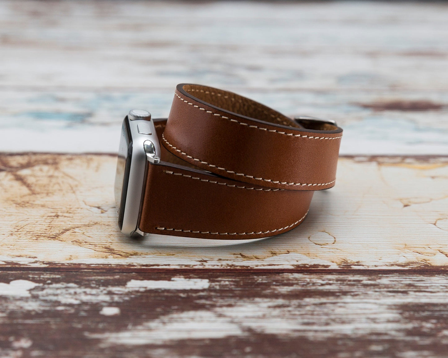 Genuine Leather Double Wrap Apple Watch Band Series 11/10/9/8/7/6/5/4/ SE / Ultra 1/2/3