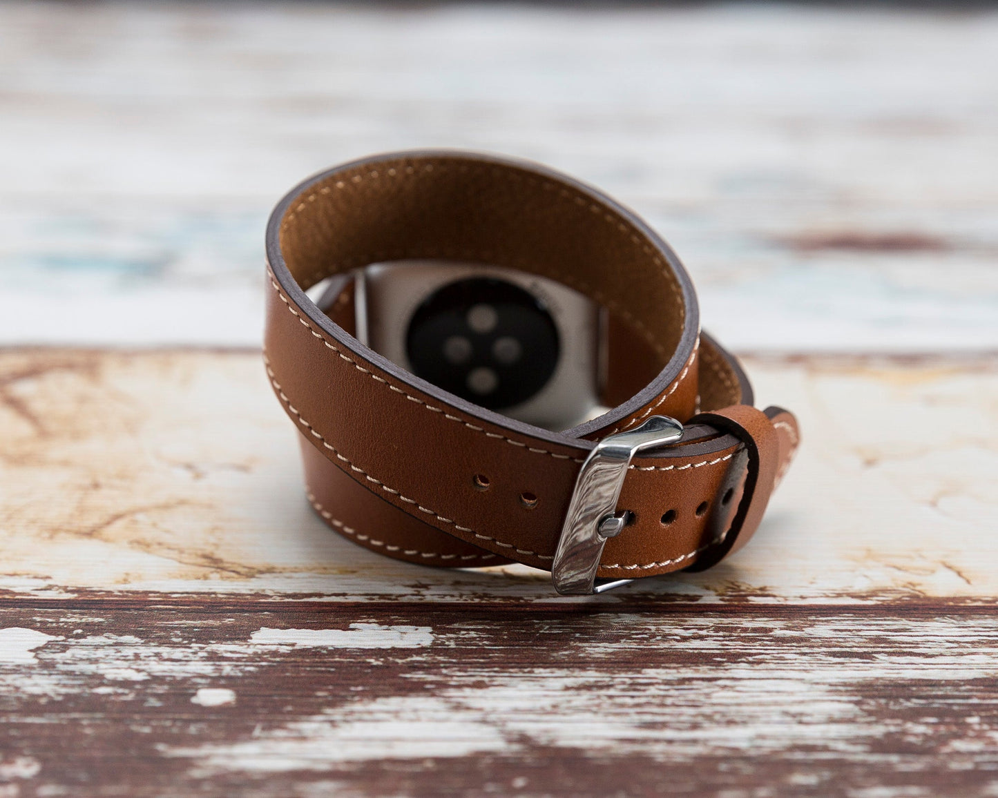 Genuine Leather Double Wrap Apple Watch Band Series 11/10/9/8/7/6/5/4/ SE / Ultra 1/2/3