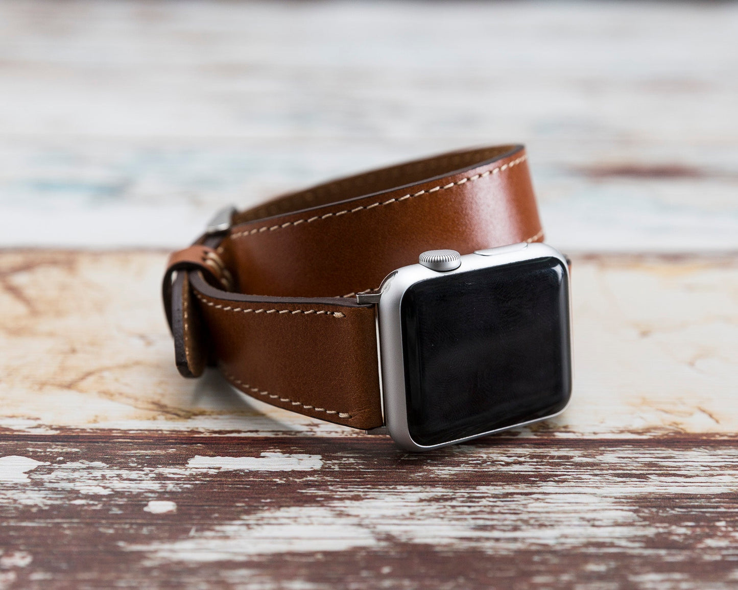 Genuine Leather Double Wrap Apple Watch Band Series 11/10/9/8/7/6/5/4/ SE / Ultra 1/2/3
