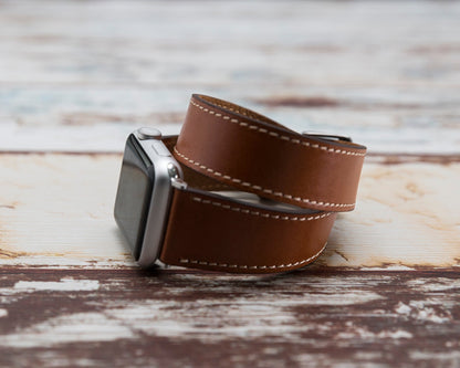 Genuine Leather Double Wrap Apple Watch Band Series 11/10/9/8/7/6/5/4/ SE / Ultra 1/2/3
