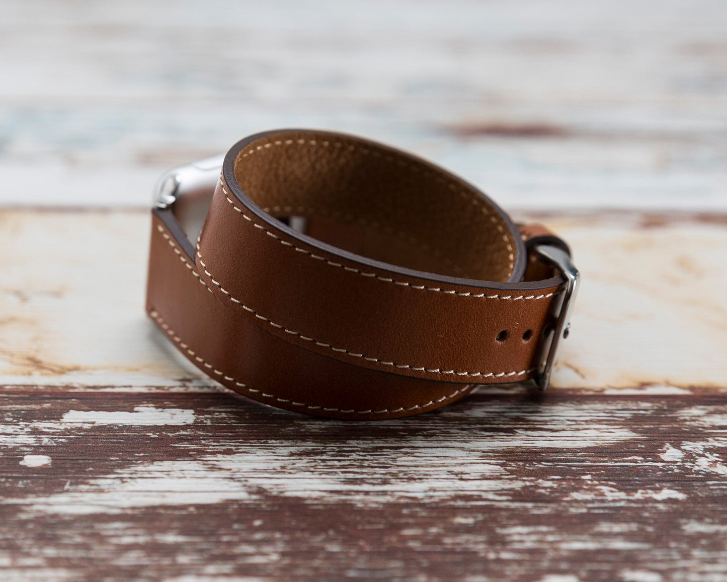 Genuine Leather Double Wrap Apple Watch Band Series 11/10/9/8/7/6/5/4/ SE / Ultra 1/2/3