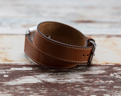 Genuine Leather Double Wrap Apple Watch Band Series 11/10/9/8/7/6/5/4/ SE / Ultra 1/2/3