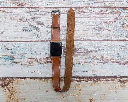 Genuine Leather Double Wrap Apple Watch Band Series 11/10/9/8/7/6/5/4/ SE / Ultra 1/2/3
