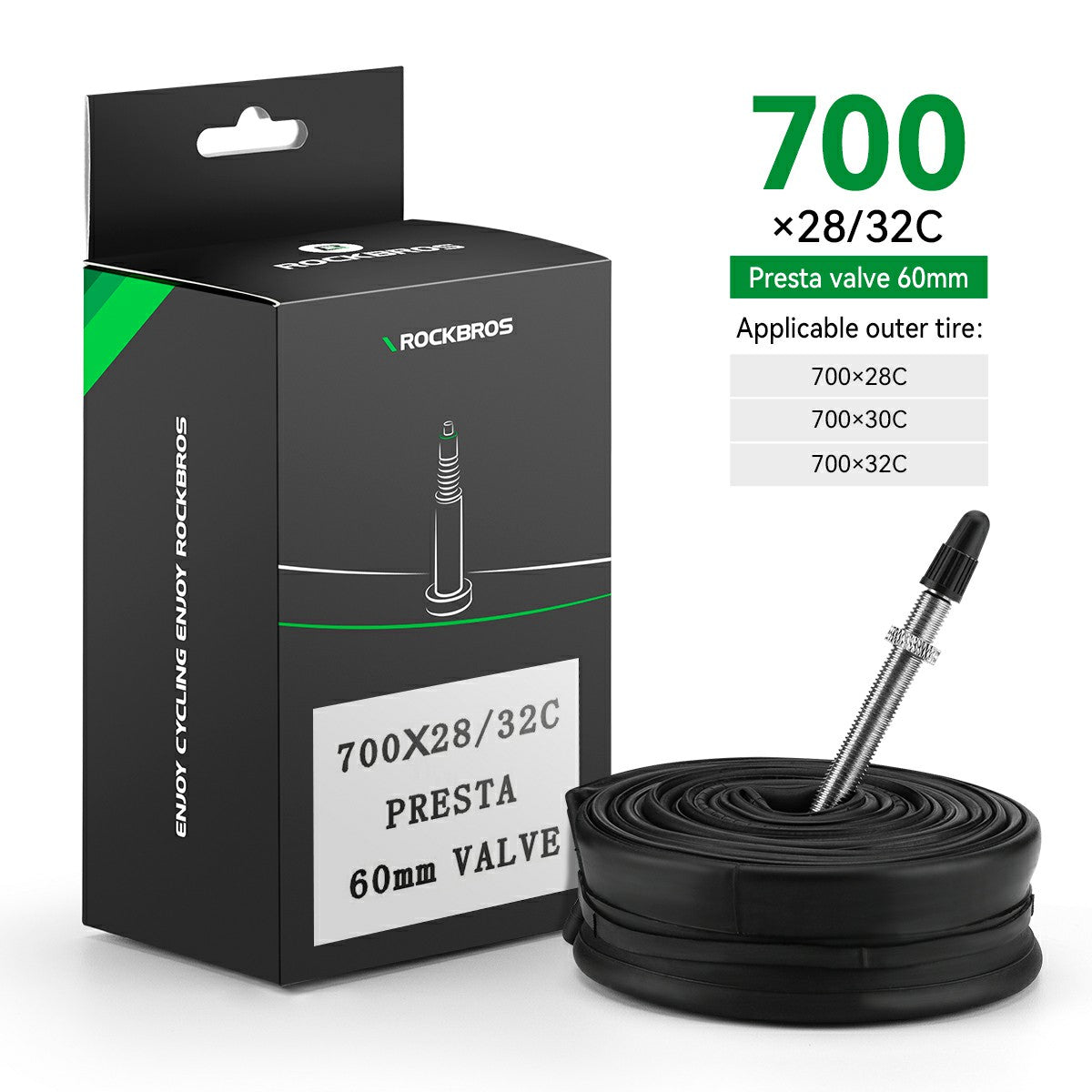 ROCKBROS 700X23/25/28/35C Road Bike Inner Tube 48mm Presta/Schrader Valve High Self Sealing Butyl Rubber