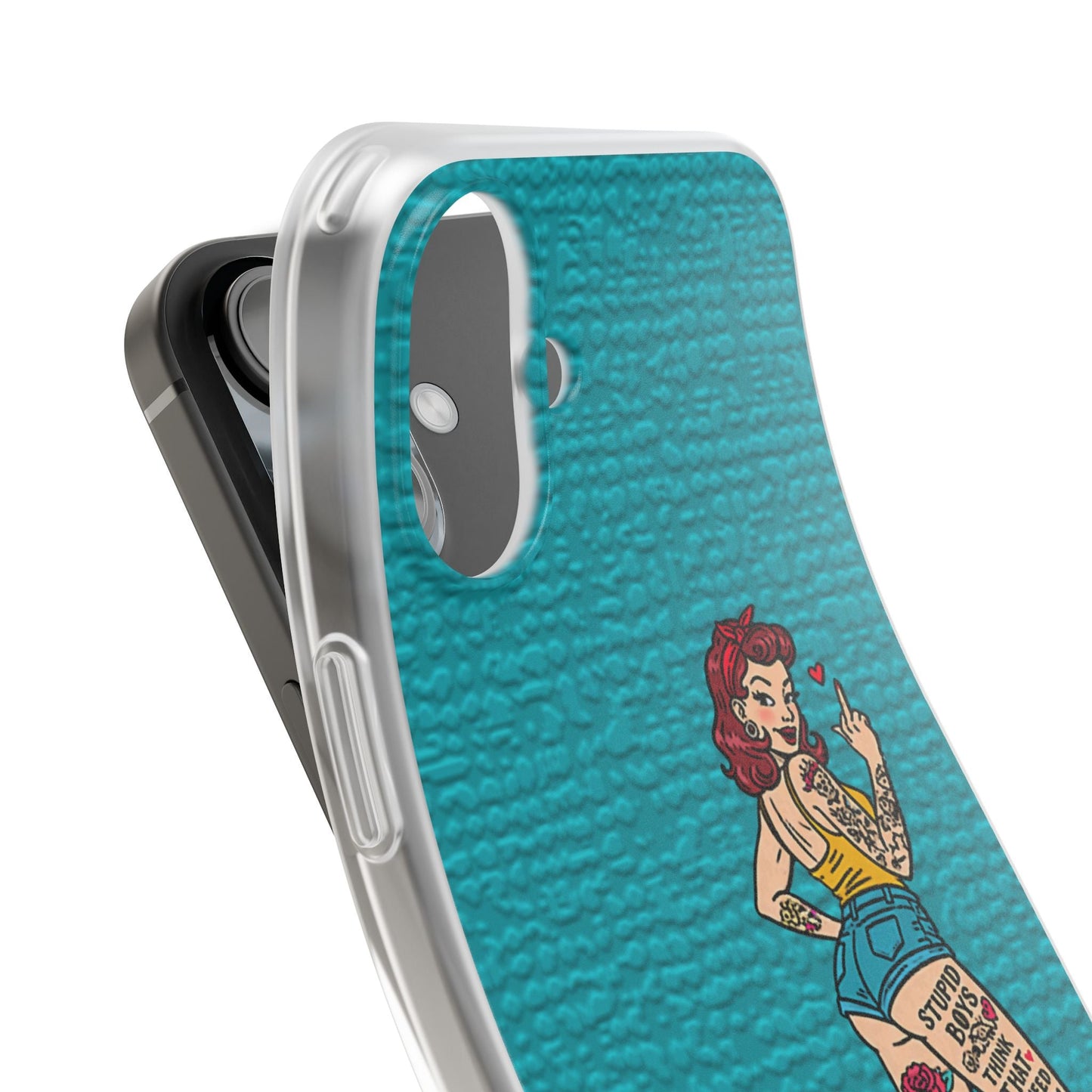 Sassy Pin-Up Stupid Boys Teal Flexi Phone Case