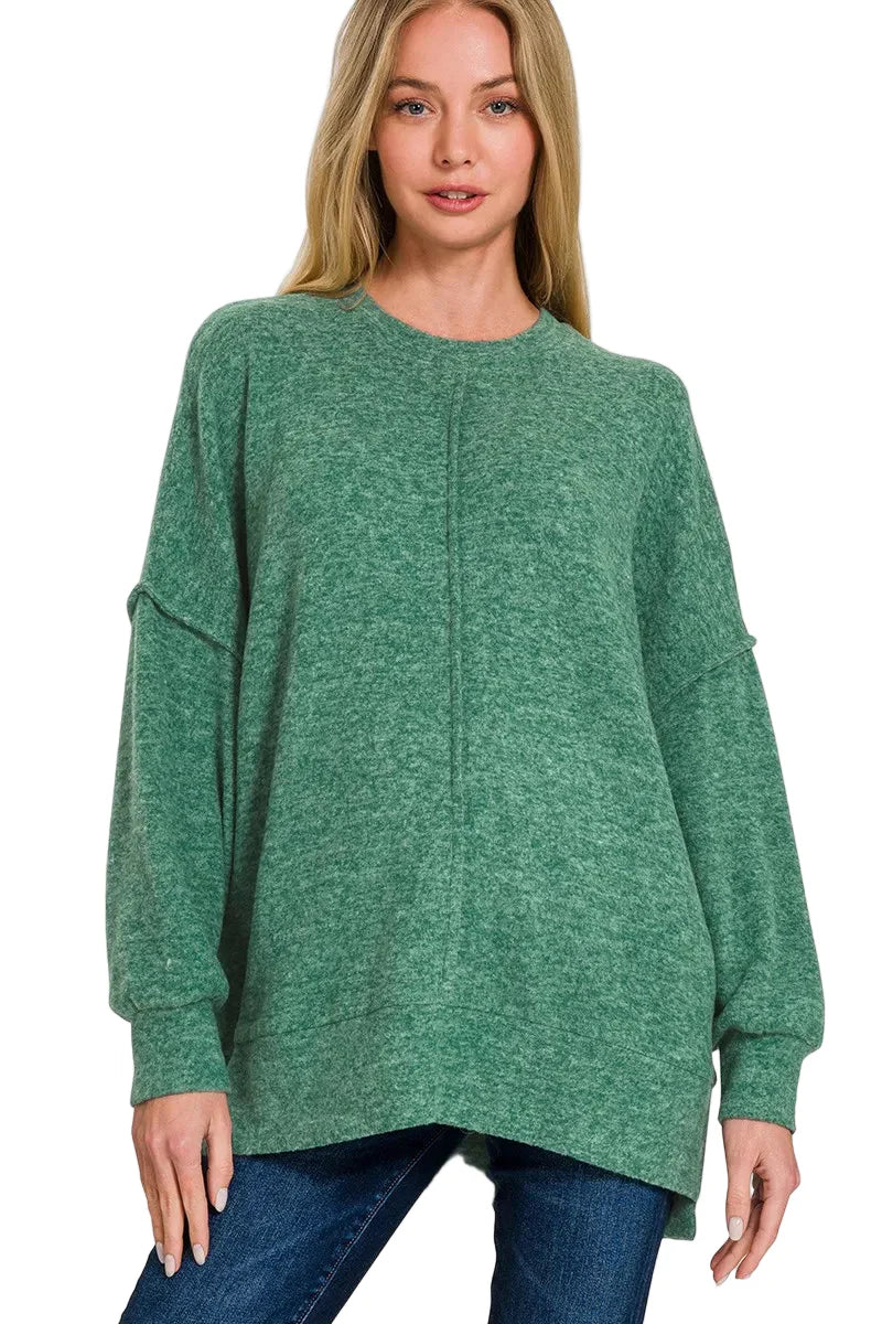 Brushed Mélange Hacci Oversized Sweater