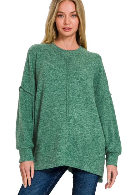 Brushed Mélange Hacci Oversized Sweater