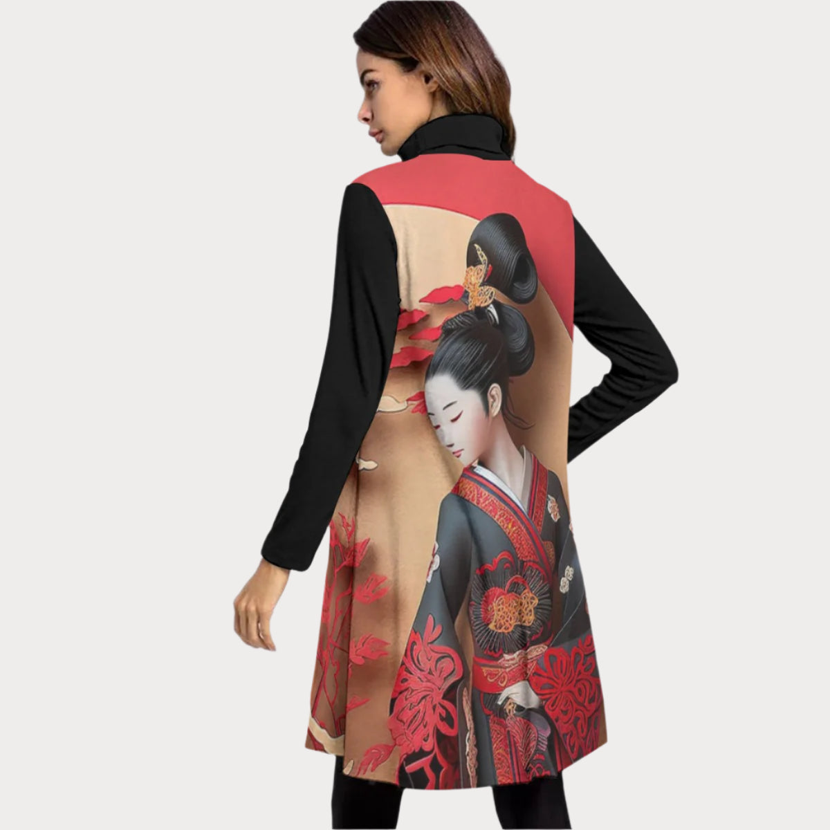 Brooklyn Republic™ The Geisha Long Sleeve Turtleneck Neck Dress