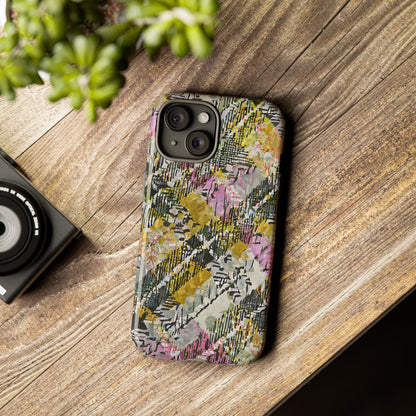 Purple Plaid Floral Artistic Tough Phone Case