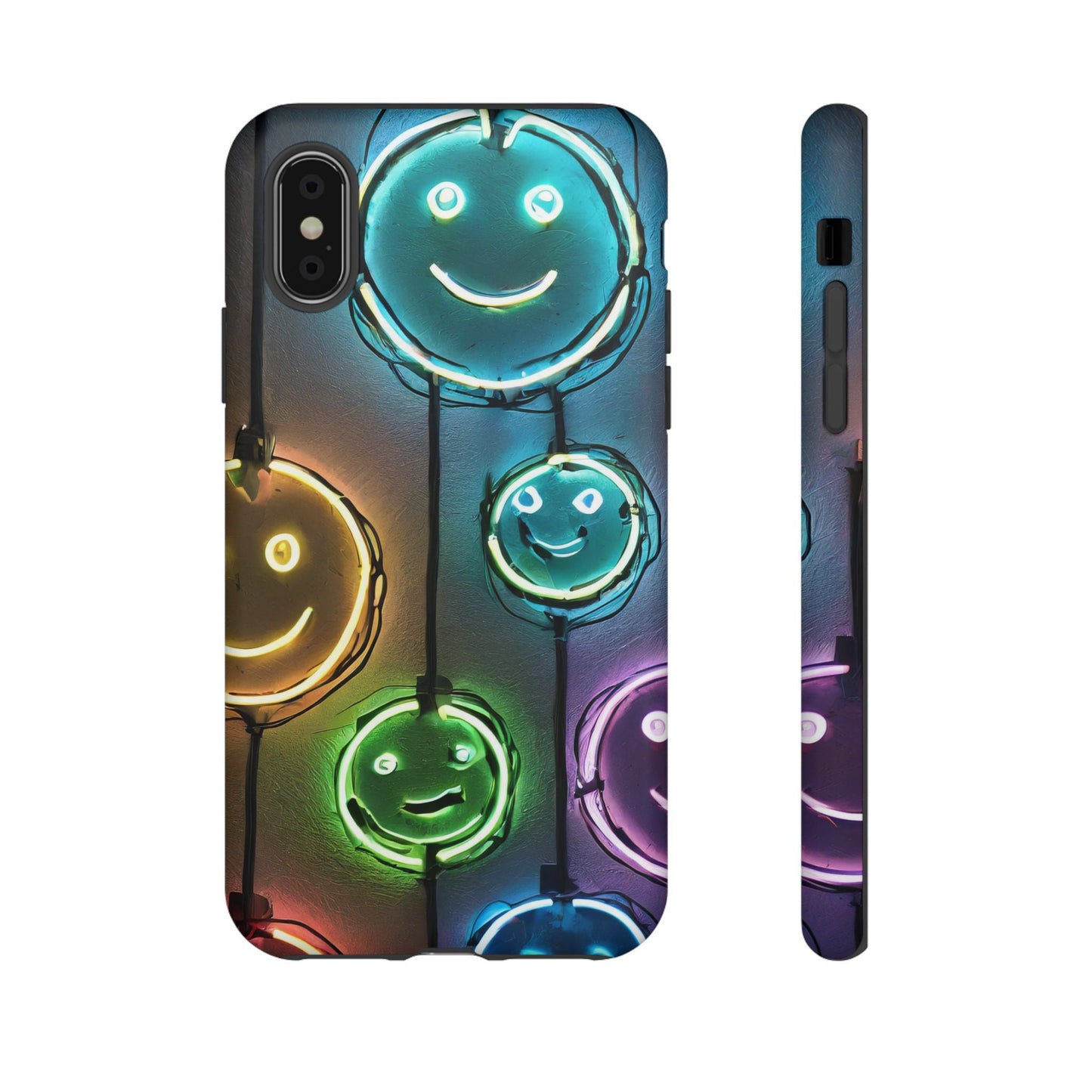 Colorful Neon Smiley Face Phone Case - Tough & Stylish Protection