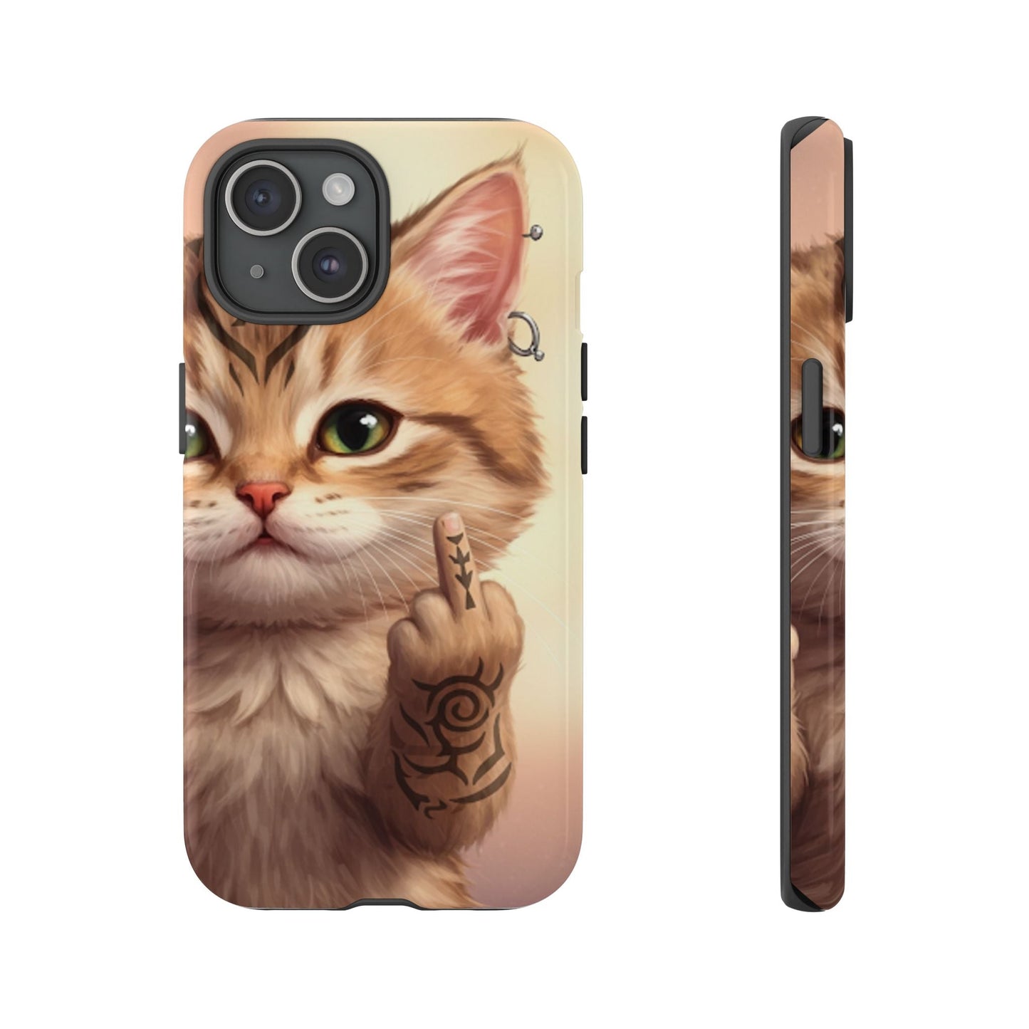 Evil Kitty Giving the Bird Tough Phone Case