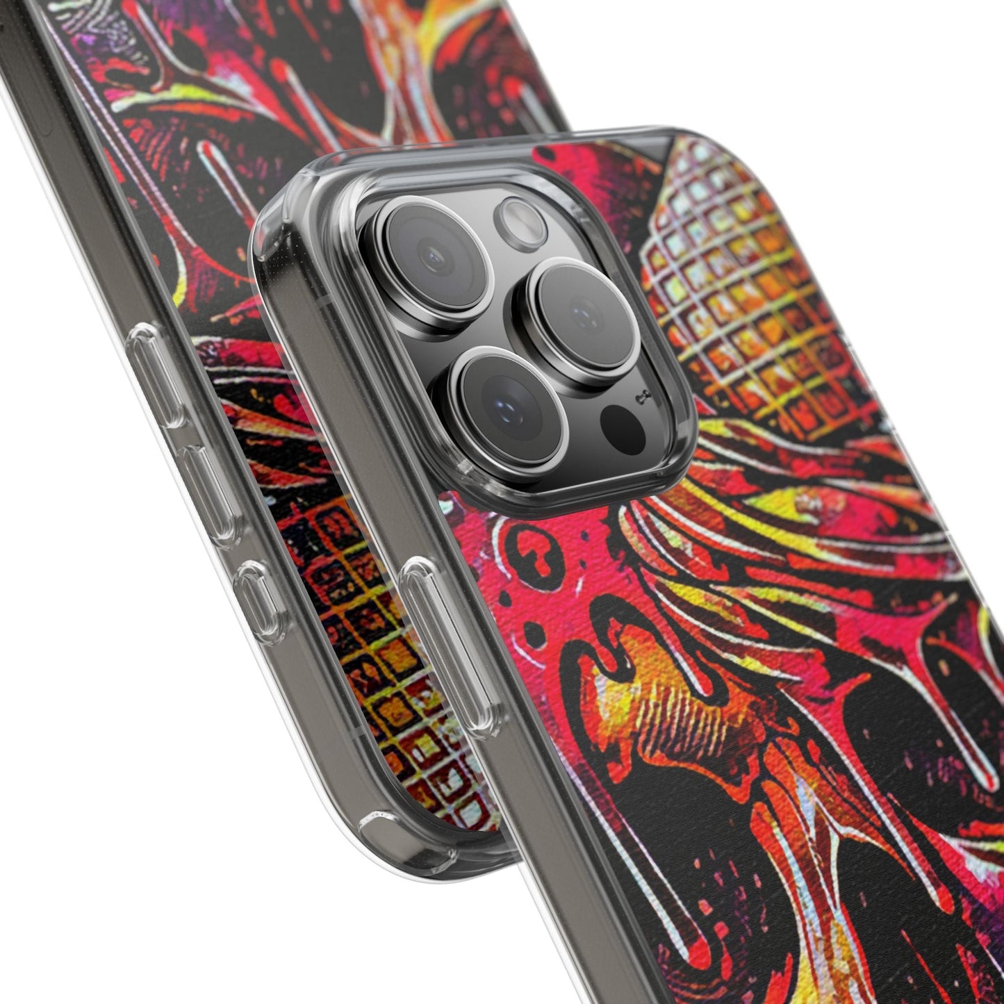 Neon Ice Cream Skull Clear Phone Case